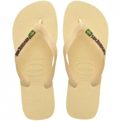 Image of Havaianas Brasil LOGO Buttercream Unisex Tbar sandals, Size: 6 7, Synthetics
