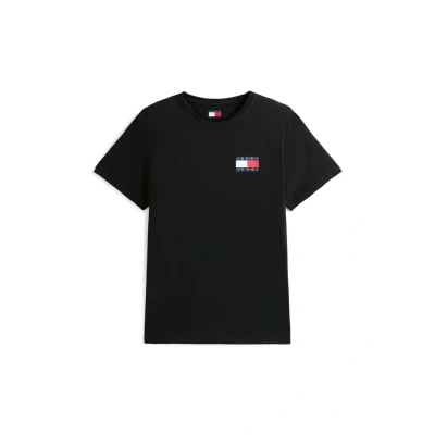 Image of Tommy Jeans SLIM Essential FLAG TEE Print Tshirt, Men&#039;s, Size: 34, Black
