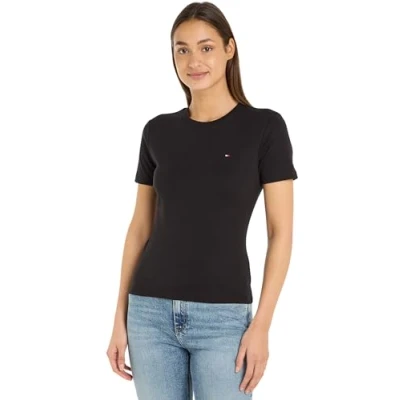 Image of Tommy Hilfiger NEW SLIM CODY Print Tshirt, Women&#039;s, Size: XXS, Black