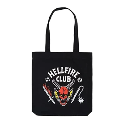 Image of Grupo Erik Stranger Things Cotton Tote Bag Shopping 14x15x4 inches 37x39x10 cm Canvas Gift Merchandise Gifts, Hellfire