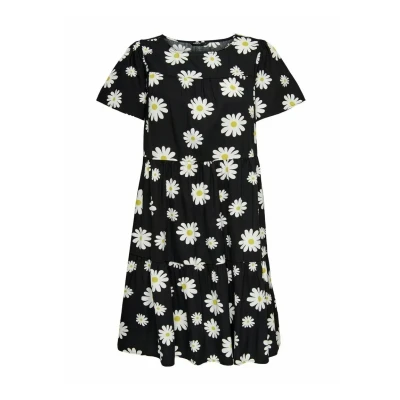 Image of ONLY Women&#039;s Onlnova Life Vis S/S Thea Dress AOP Summer, Black, XS