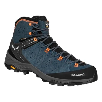 Image of Salewa MS ALP Trainer 2 MID GORE TEX Hiking shoes, Men&#039;s, Size: 9, Dark denim/fluo orange Leather and textile