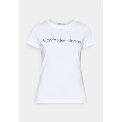 Image of Calvin Klein Jeans CORE Instit LOGO SLIM FIT TEE Print Tshirt, Women&#039;s, Size: XXS, Bright white