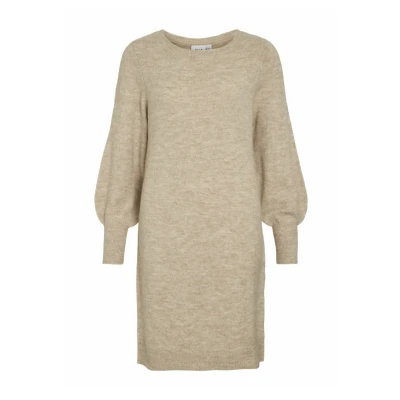 Image of VILA Petite Viril CREW NECK MIDI NOOS Jumper dress, Women&#039;s, Size: Small, Natural melange