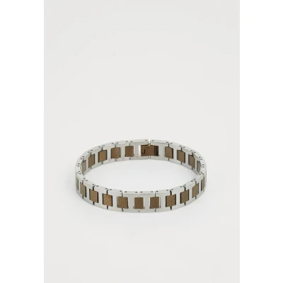 Image of Lacoste Men&#039;s METROPOLE Collection Link Bracelet Embellished with Petit Piqué Pattern, One Size, Stainless Steel, No Gemstone