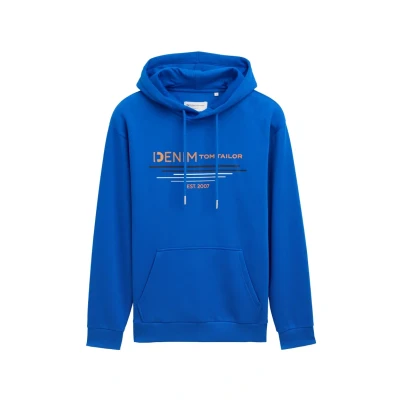 Image of TOM Tailor Denim MIT Print Hoodie, Men&#039;s, Size: Large, Blau