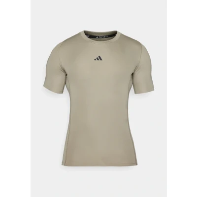 Image of adidas Performance Techfit Compression Sports Tshirt, Men&#039;s, Size: XL, Silver pebble