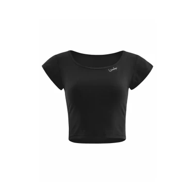 Image of Winshape Functional Light AND SOFT Cropped Kurzarm Sports Tshirt, Women&#039;s, Size: XS, Black