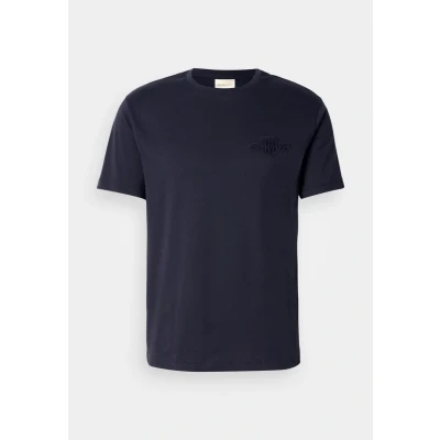 Image of GANT Tonal Shield Print Tshirt, Men&#039;s, Size: Medium, Evening blue