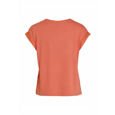 Image of Vila Women&#039;s Viellette S/S Satin Top Noos Variety, Coral Pink, 14