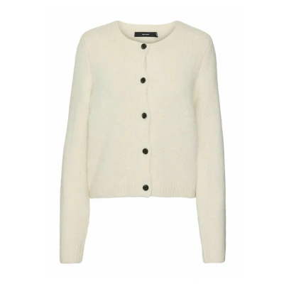 Image of VERO MODA Women&#039;s Vmnovah Ls O Neck Button Cardi Ga Noos Cardigan Sweater, Birch, XS