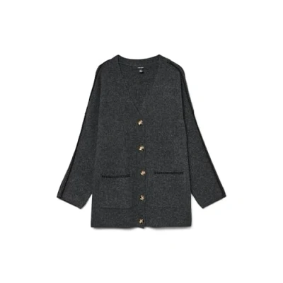 Image of Vero Moda Vmzora V NECK Cardigan Cardigan, Women&#039;s, Size: XS, Asphalt/black stitch