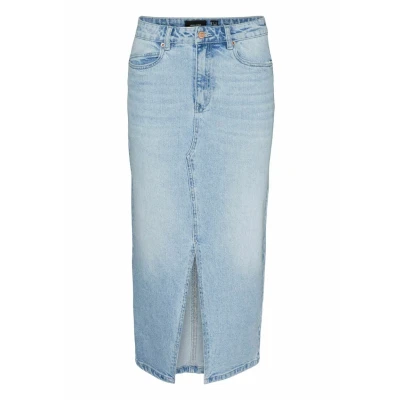 Image of Vero Moda VERI HR CALF GA Pencil skirt, Women&#039;s, Size: Small, Light blue denim