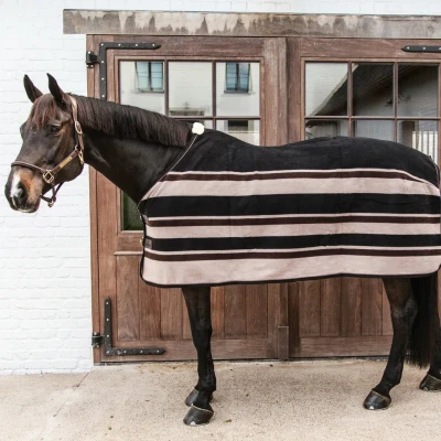 Image of Kentucky Horsewear Fleece Rug Heavy Stripes Brown/Beige 145cm Horse Riding Equestrian