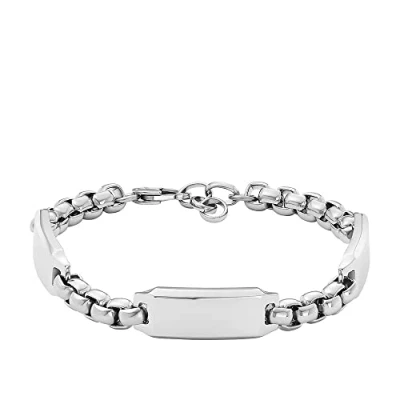 Image of FOSSIL Drew Men&#039;s Stainless Steel with lobster clasp closure bracelet, One Size, Steel, No Gemstone