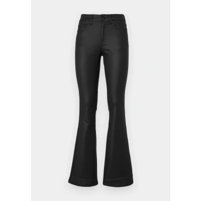 Image of VERO MODA Women&#039;s Vmflash Mr Flared Coated Pants Noos Jeans, Black, M / 32L