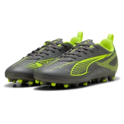 Image of Puma Ultra 5 PLAY MG JR Unisex Moulded stud football boots, Size: 35, Matte aged silver/yellow alert shoes