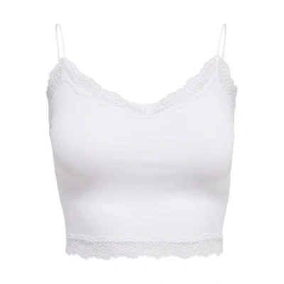 Image of ONLY MIT Spitzenbesatz Modell &#039;VICKY&#039; Nahtlos Top, Women&#039;s, Size: XS/S, Offwhite