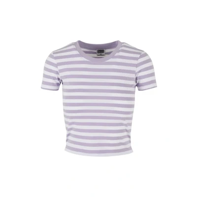 Image of Urban Classics Short Striped TEE Print Tshirt, Women&#039;s, Size: 5XL, White dustylilac