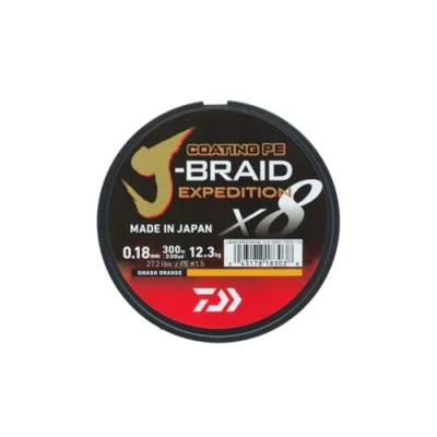 Image of Daiwa J Braid Expedition X8E Braided line Smash Orange 0.10mm/6.9kg (150m) fishing