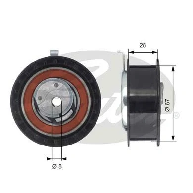 Image of Tensioner Pulley, timing belt GATES T43052