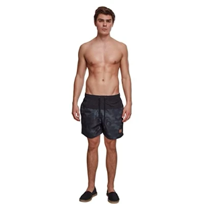 Image of Urban Classics Block Swimming shorts, Men&#039;s, Size: 4XL, Blk/darkcamo