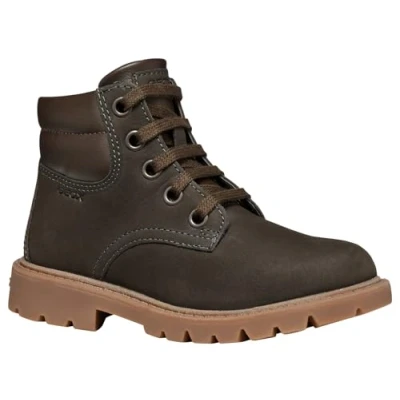 Image of Geox Shaylax Unisex Laceup ankle boots for kids, Size: 6, Coffee leather and imitation
