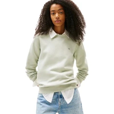 Image of Tommy Jeans FLAG CREW Sweatshirt, Women&#039;s, Size: 4, Misty sage