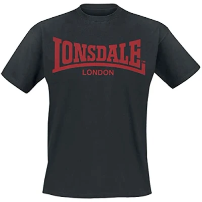 Image of Lonsdale ONE TONE Print Tshirt, Men&#039;s, Size: Large, Black/red