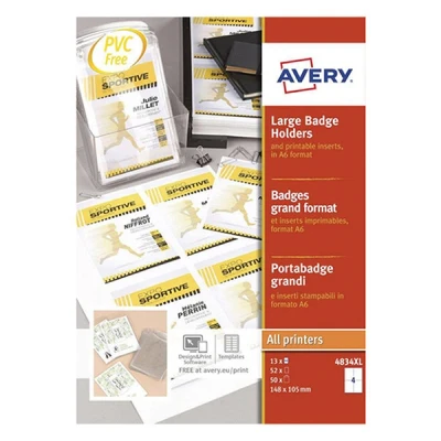 Image of Avery 4834XL A6 Event Badge Holders Without Lanyard