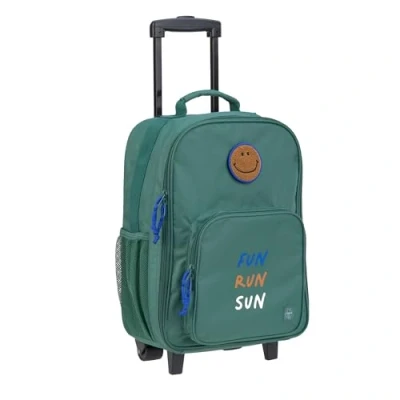 Image of LÄSSIG Children&#039;s Suitcase Trolley Travel with Telescopic Rod and Wheels for Children Hand Luggage/Trolley Dark Green, Modern, Modern