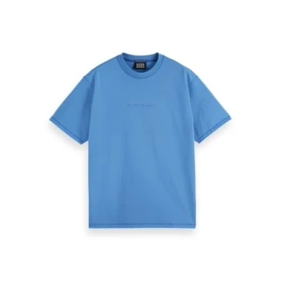 Image of Scotch &amp; Soda Seasonal CORE Front Chest LOGO Basic Tshirt, Men&#039;s, Size: Small, Lake blue