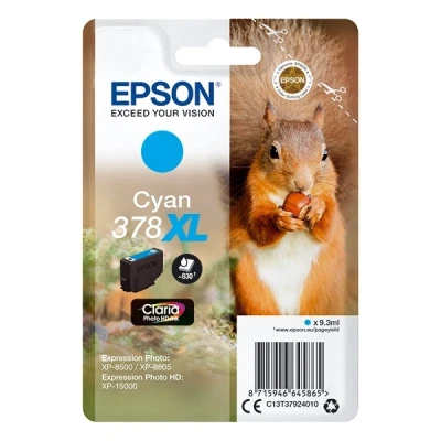 Image of Epson 378XL Cyan Squirrel High Yield Genuine, Claria Photo HD Ink Cartridge