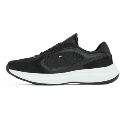 Image of Tommy Hilfiger Sporty Runner Trainers, Women&#039;s, Size: 6.5, Black Leather/synthetics