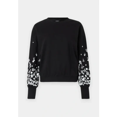 Image of ONLY Onlbrooke O NECK Flower Sweatshirt black, Women&#039;s, Size: XS, Black