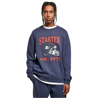 Image of Starter Football Crewneck Sweatshirt, Men&#039;s, Size: Small, Darkblue