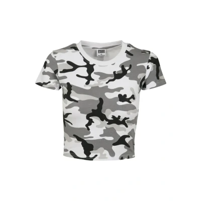 Image of Urban Classics Ladies Stretch Jersey Cropped TEE Print Tshirt, Women&#039;s, Size: Large, White