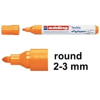 Image of edding 4500 textile marker neon orange box of 10 round nib 2 3 mm permanent fabric markers for drawing on textiles, wash resistant up to 60 C pens lettering