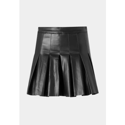 Image of Noisy May Nmpaulo HW Pleated PU Mini Skirt skirt, Women&#039;s, Size: 8, Black
