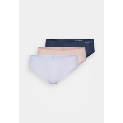Image of Calvin Klein Women Pack of 3 Hipster Seamless, Khaki (Casual Blue/Speakeasy/Cedar), L