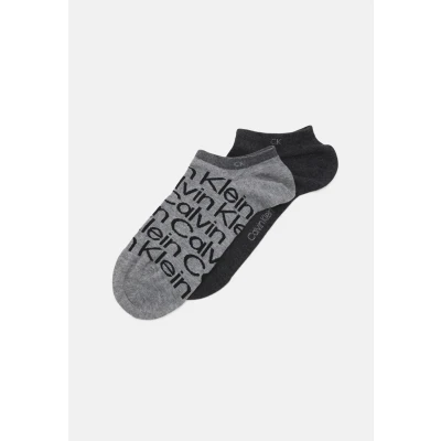 Image of Calvin Klein Underwear Sneaker ALL OVER Print 2 PACK Trainer socks, Size: 6 8, Mid grey