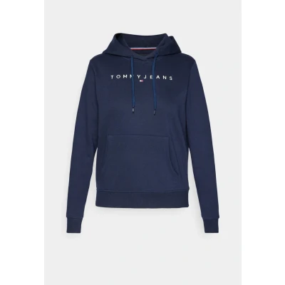 Image of Tommy Jeans Linear Hoodie Sweatshirt, Women&#039;s, Size: 4, Dark night navy