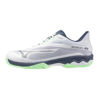 Image of Mizuno WAVE EXCEED LIGHT 2 AC Tennis Shoes White/Vintage Indigo/Neo Mint Men Size 40.5