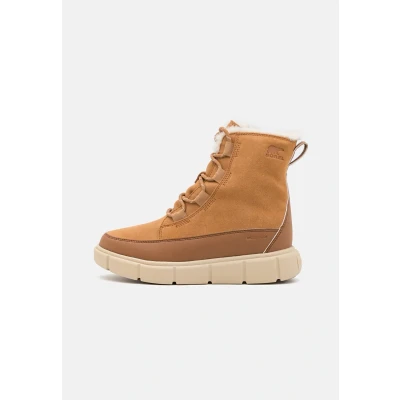 Image of Sorel Youth Explorer III LACE WP Unisex Winter boots for kids, Size: 5, Tawny buff/bleached ceramic leather and imitation
