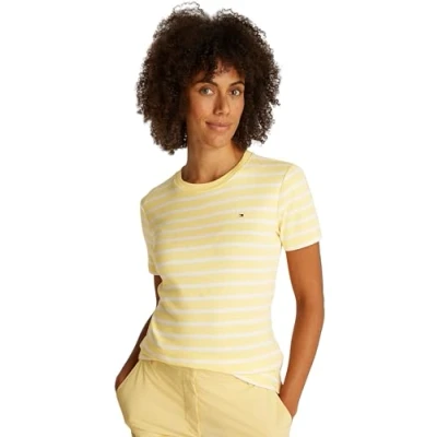 Image of Tommy Hilfiger SLIM CODY Basic Tshirt, Women&#039;s, Size: XS, Citronella/ecru