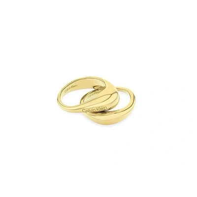 Image of Calvin Klein Elongated Drops Ring goldcoloured, Women&#039;s, Size: 56, Gold coloured