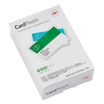 Image of GBC 60x90mm 2x125 Micron Gloss Card Laminating Pouches, Pack of 100, 3743157