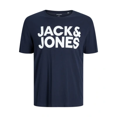 Image of Jack &amp; Jones Oneck Print Tshirt, Men&#039;s, Size: 4XL, Navy blazer 2