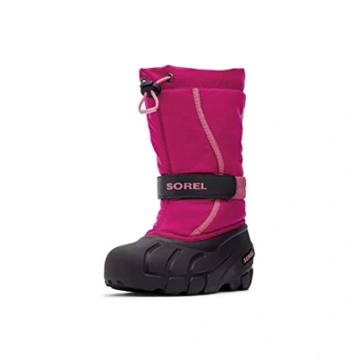 Image of Sorel Youth Flurry Winter boots for kids, Size: 10K, Deep blush/tropic pink Synthetics/textile