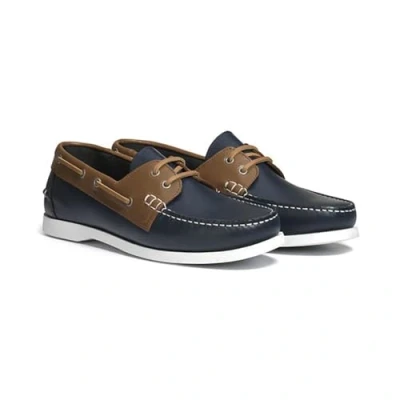 Image of Aigle Men&#039;s New Nubil Ltr Boat Shoe, Navy Brown, 6.5 UK